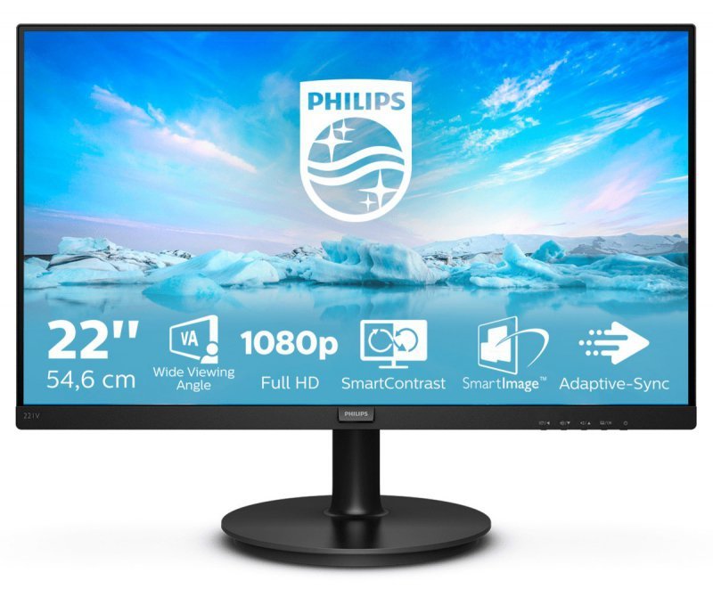 Monitor Philips 221V8A/00 (21,5&quot;; VA; FullHD 1920x1080; HDMI, VGA; kolor czarny)