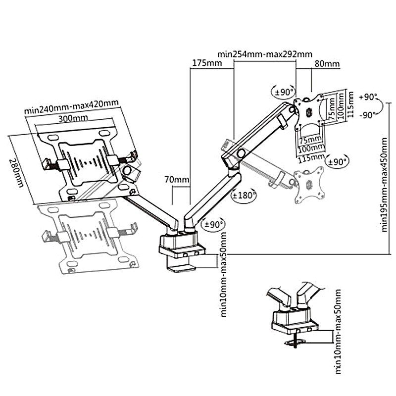 Uchwyt biurkowy Maclean MC-813 (biurkowy; 32&quot; - 17&quot;; max. 16 kg)