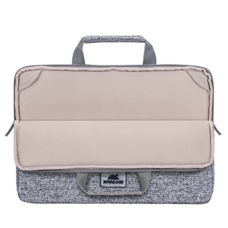 Etui na laptop 13,3&quot; RIVACASE Anvik, jasny szare, z uchwytem, z materiału wodoodpornego, pluszowe wnętrze, tylna kieszeń na