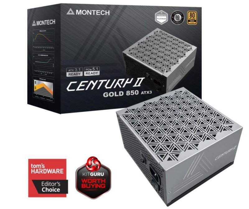 Montech CENTURY II moduł zasilaczy 850 W 20+4 pin ATX ATX Srebrny, Czarny