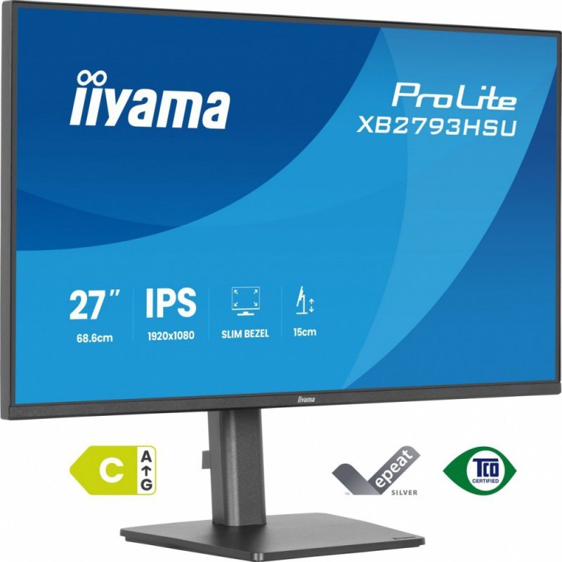 IIYAMA Monitor 27 cali XB2793HSU-B1 IPS, HDMI, DP, 2x2W, 2xUSB, 350cd, 1500:1, HAS 150/PIVOT