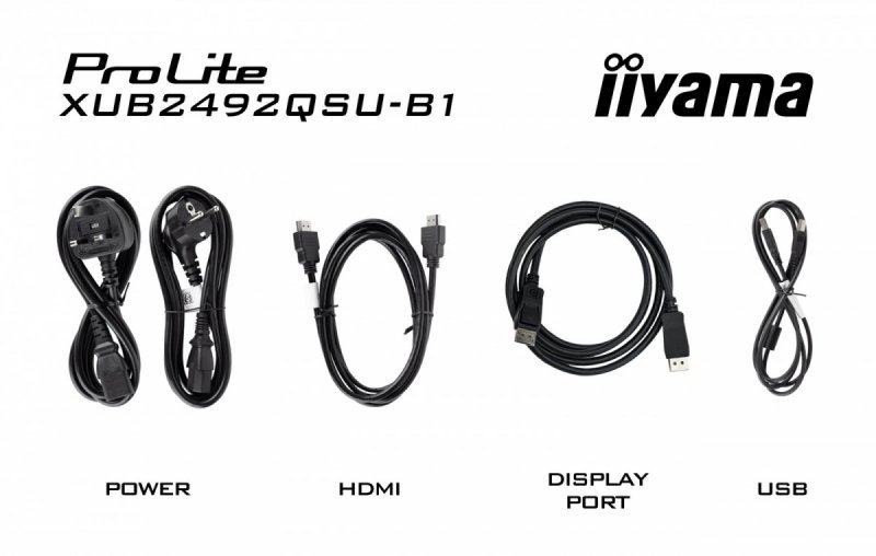 IIYAMA Monitor 23.8 cala ProLite XUB2492QSU-B1 IPS,QHD,USB-C,100Hz,3xUSB(3.2),HDMI,DP  300cd/m2,FreeSync,2x2W,HAS(150mm),PIVOT