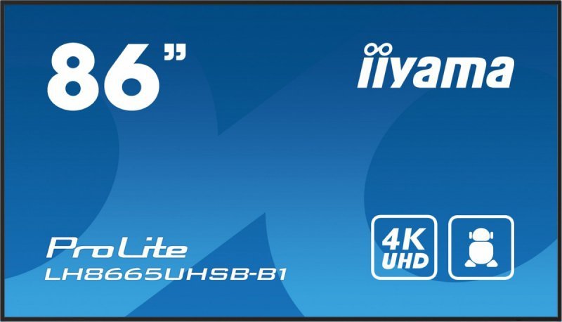 IIYAMA Monitor 86 cali LH8665UHSB-B1, 24/7, IPS, ANDROID 11, 4K, 800cd, iiSignage2, SDM, 2x HDMI, DP, 2x USB,2x 10W, RJ45, WiFi,