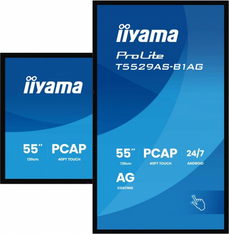 IIYAMA Monitor 55 cali T5529AS-B1AG VA,4K,HDMIx2,USB-C,RJ45,2x10W,WiFi,     Android 14, Signal FailOver, Whiteboard, iiSignage2 