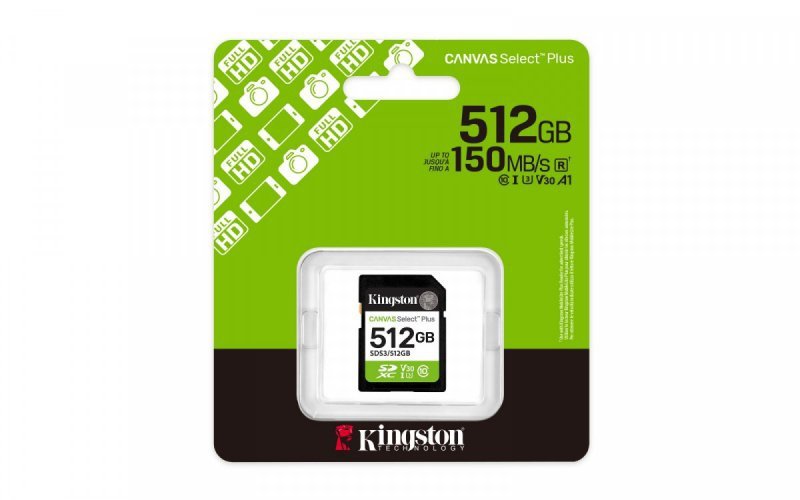 Kingston Karta pamięci SD 512GB Canvas Select Plus Gen3 150MB/s