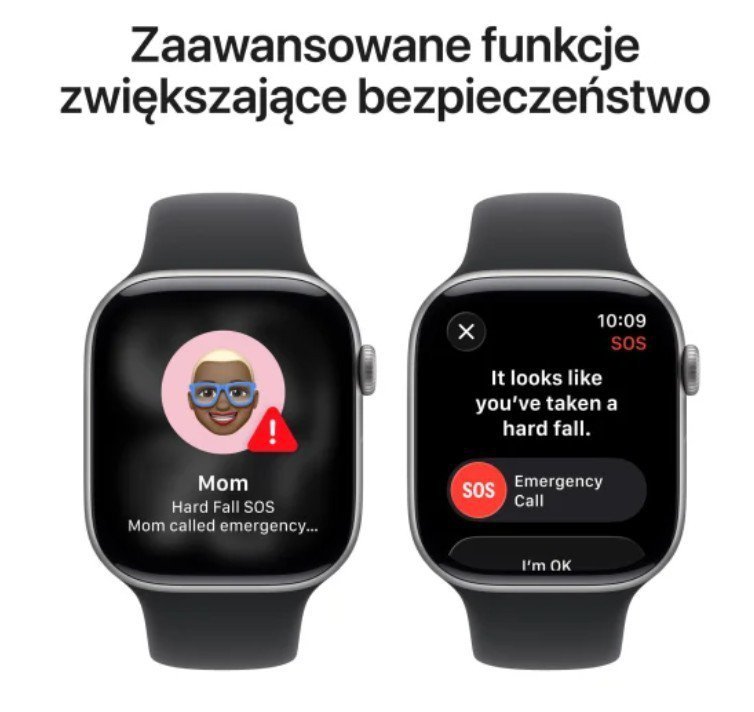 Apple Watch Series 11 GPS koperta 46 mm z aluminium w kolorze gwiezdnej szarości, pasek sportowy w kolorze czarnym - rozmiar S/M