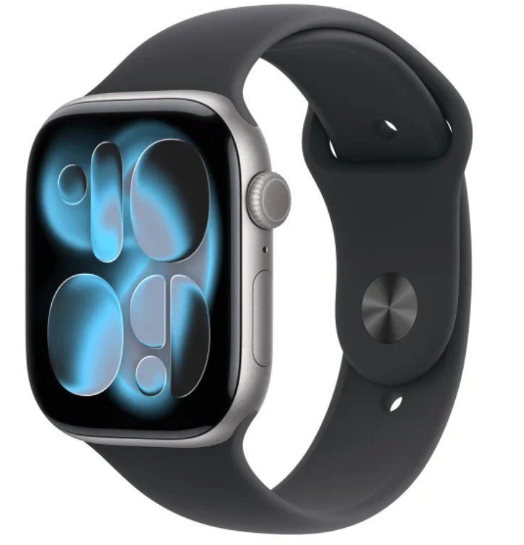 Apple Watch Series 11 GPS+Cellular koperta 42 mm z aluminium w kolorze gwiezdnej szarości, pasek sportowy w kolorze czarnym - ro