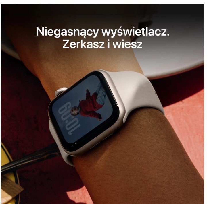 Apple Watch SE 3 GPS+Cellular koperta 44 mm z aluminium w kolorze księżycowej poświaty, pasek sportowy w kolorze księżycowej poś
