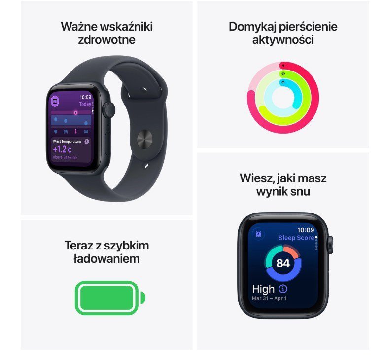 Apple Watch SE 3 GPS+Cellular koperta 44 mm z aluminium w kolorze księżycowej poświaty, pasek sportowy w kolorze księżycowej poś
