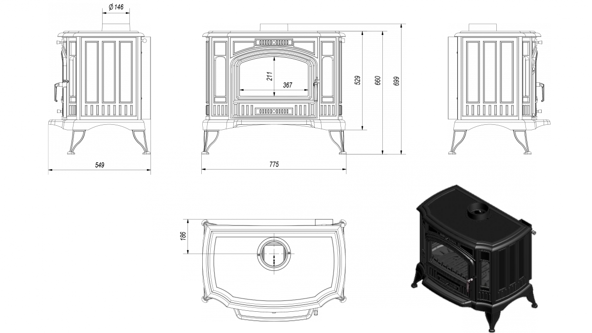 Cu-poページ PIEC WOLNOSTOJĄCY KOZA K9 ASDP fi 150 - KRATKI - Piece