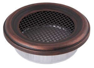Kratka kominkowa wentylacyjna okrągła 125mm miedziana patyna