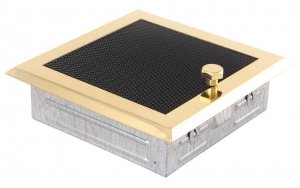 Kratka kominkowa 16x16cm z żaluzją mosiądz