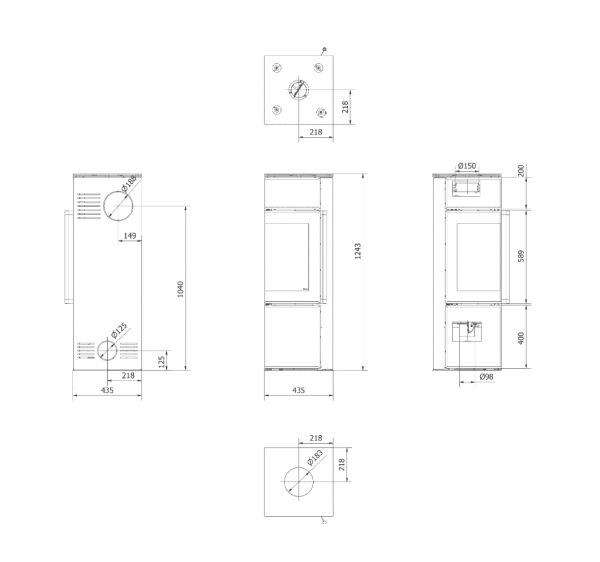 PIEC STALOWY KOZA TORA/S 8 kW czarny panel szklany