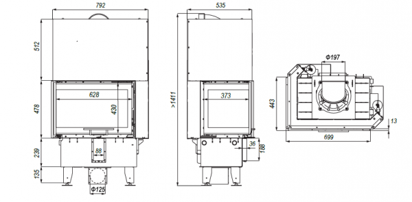Wkład kominkowy DEFRO Intra SM BL G MINI 10 kW