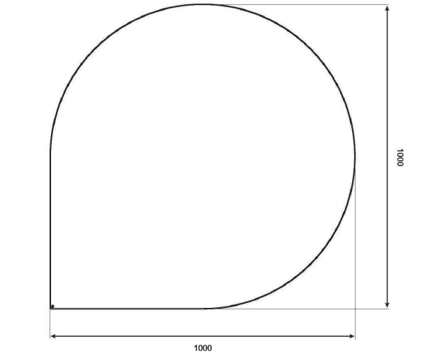 Blacha pod piec 100x100cm okrągła narożna czarny mat