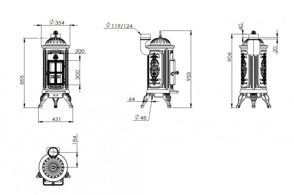 Piec wolnostojący Carl 95 (drewno)