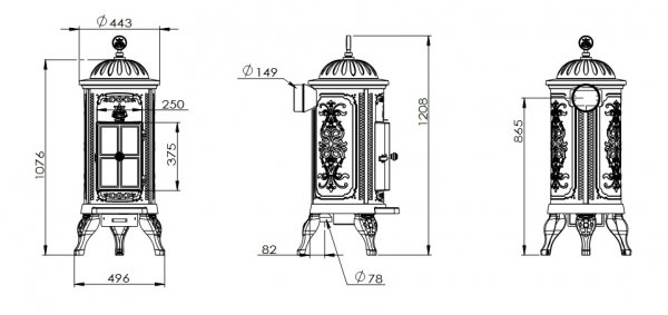 Piec wolnostojący Carl 120 (drewno)