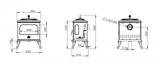 Piec wolnostojący Victoria 85 (drewno)