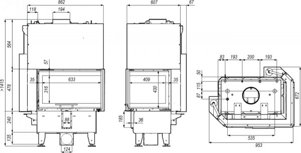 Wkład kominkowy z płaszczem wodnym DEFRO Riva SM BP G Short 16 kW