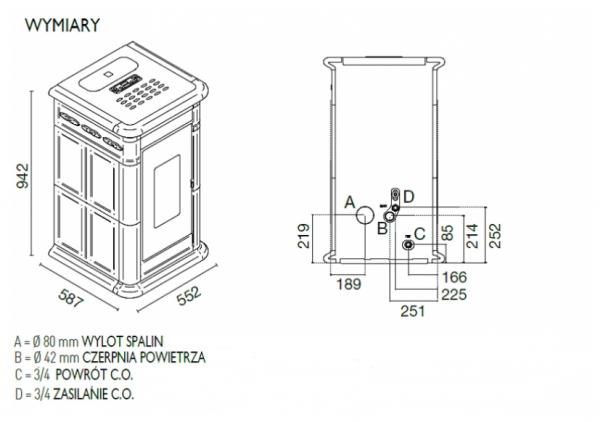 Piec na pellet VENERE Hydro 13 kW