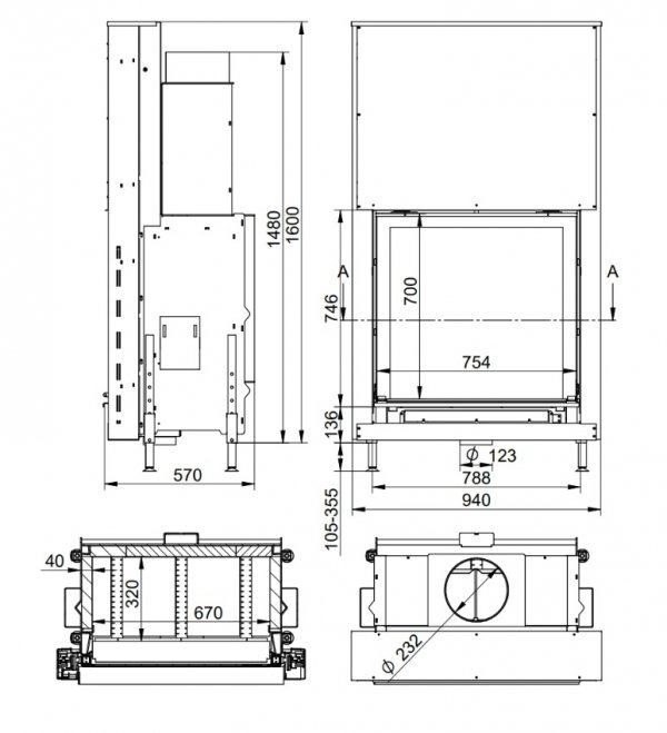 Wkład kominkowy DORAKO Linea V 1080