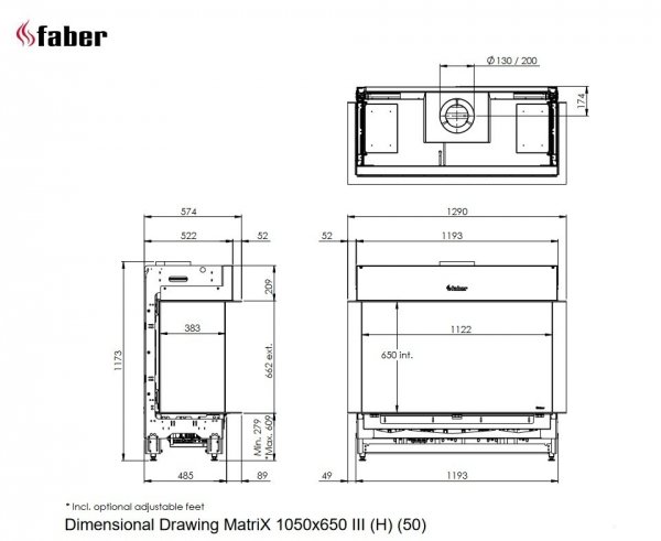 KOMINEK GAZOWY MatriX 1050/650 III Hybrid