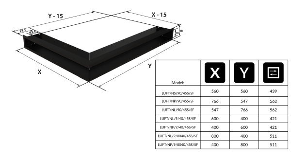 Kratka kominkowa LUFT SF narożny prawy kremowy 40x80x9