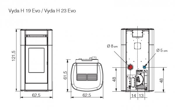 Piec na pellet Edilkamin VYDA H 23 EVO steatyt