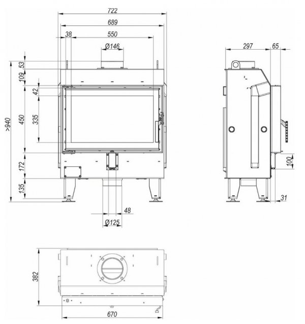 Wkład kominkowy DEFRO Nest S