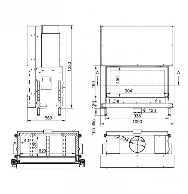 Wkład kominkowy DORAKO Linea H 1050
