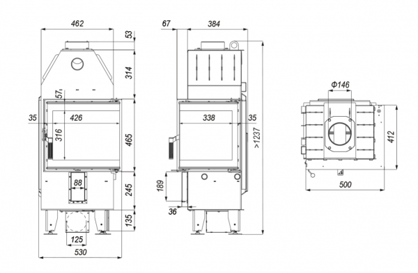 Wkład kominkowy DEFRO Intra XSM BL MINI 8 kW