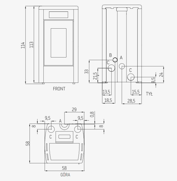 Piecyk na pellet Atena Plus 12 kW blacha – Cadel