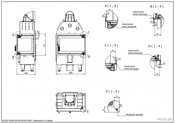 Wkład kominkowy DEFRO Intra SM BP MINI 10 kW