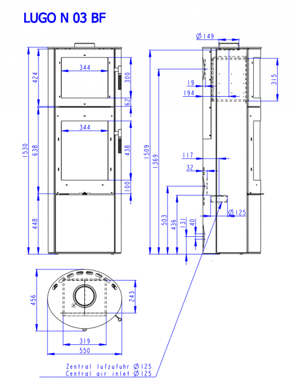 Piec wolnostojący ROMOTOP LUGO N 03 BF - metal