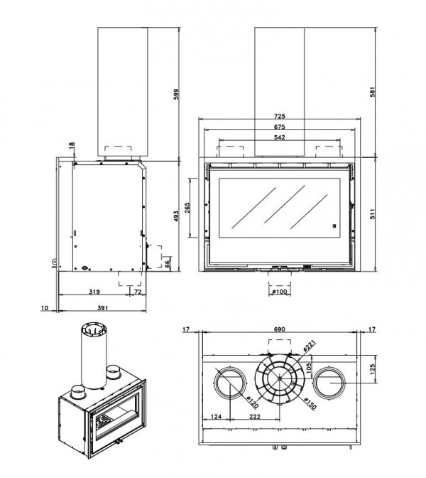 Wkład kominkowy ROCAL ARc 70 +PLUS 150