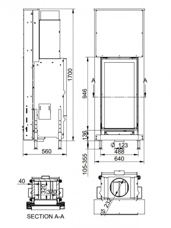 Wkład kominkowy DORAKO Linea V 1070