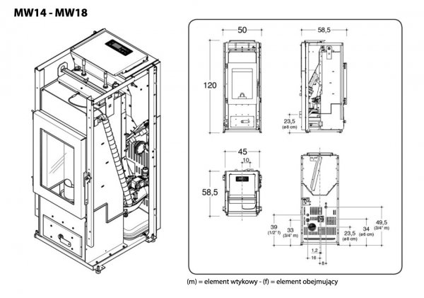 Piec na pellet Boma MW 14/18/24 kW z płaszczem wodnym