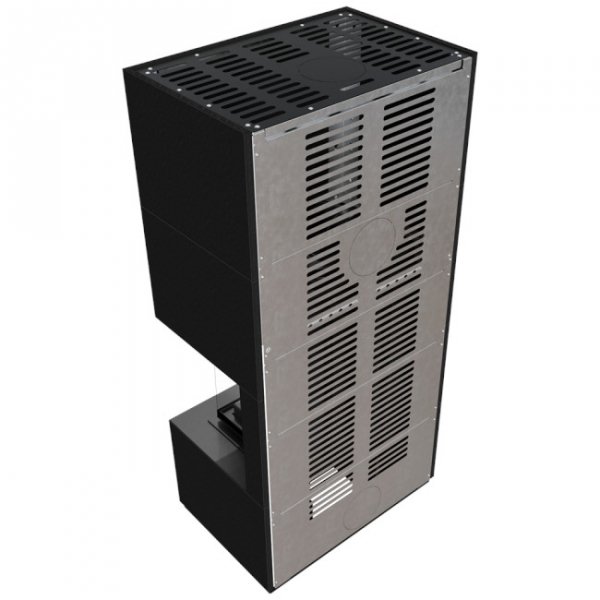 Kominek powietrzny  FLOKI prawy 8 kW Ø 160 w zabudowie modułowej ZIMBABWE NERO