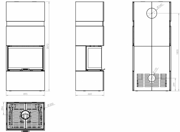 Kominek modułowy TRI BOX 80x35x53.G