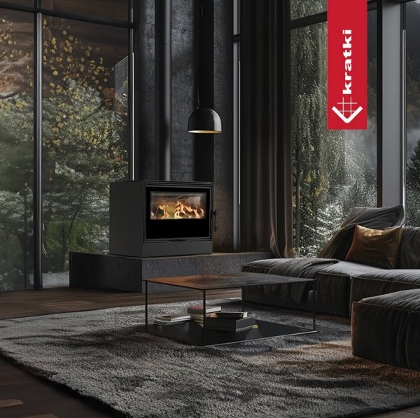 Piec stalowy KARI 70 fi 150 8 kW kominek w zabudowie