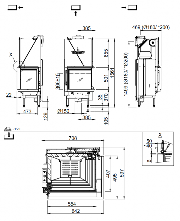 Wkład kominkowy SPARTHERM Premium V-2R-55h