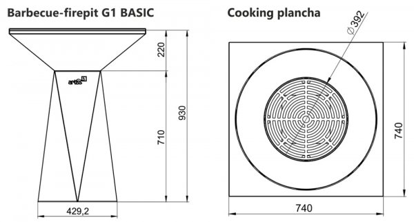 Palenisko-grill ogrodowy Artiss G1 BASIC grafit