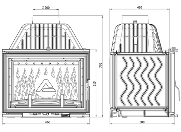 KAWMET Wkład kominkowy żeliwny W17 Dekor 16kW ECO