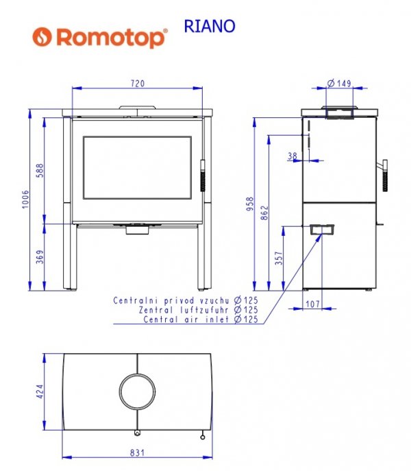 Piec wolnostojący ROMOTOP RIANO N 02 - ceramika