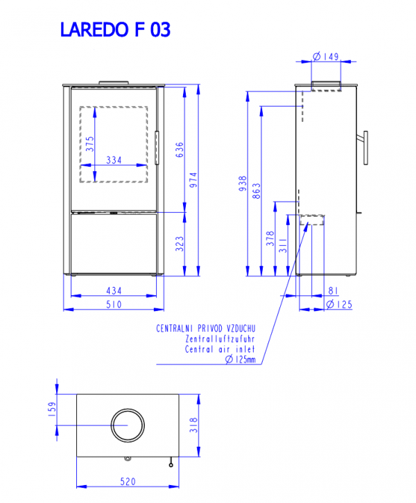 Piec wolnostojący ROMOTOP LAREDO F 03 - metal