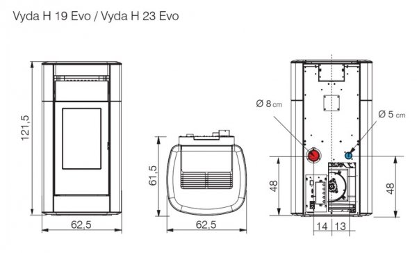 Piec na pellet Edilkamin VYDA H 19 EVO ceramika
