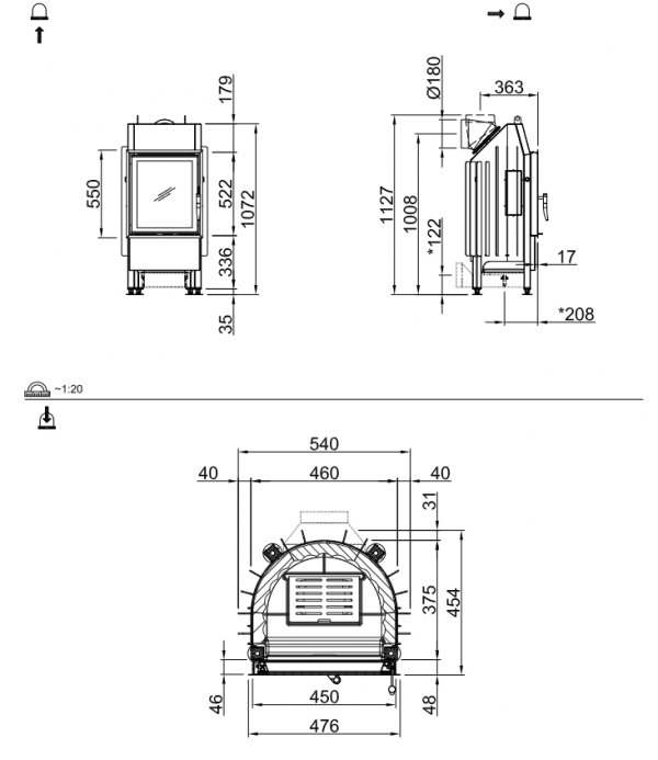 Wkład kominkowy SPARTHERM Mini R1V RLU