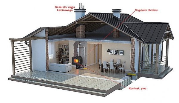 Generator Ciągu Kominowego V z kołnierzem zamykającym ocieplenie (otwierana) - czarny