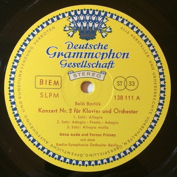 Béla Bartók, Géza Anda Und Ferenc Fricsay Mit Dem Radio-Symphonie-Orchester Berlin - Klavierkonzerte Nr. 2 Und 3 (LP)