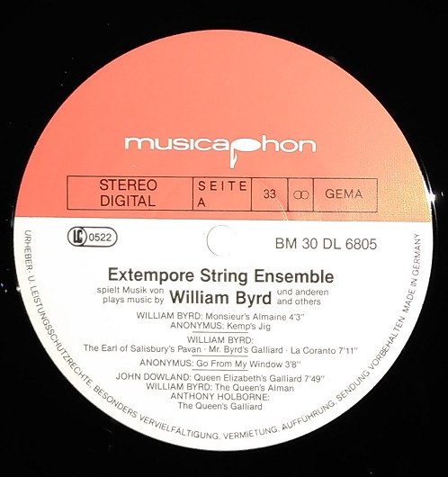 The Extempore String Ensemble - The Extempore String Ensemble Spielt Musik Von William Byrd Und Anderen (LP)